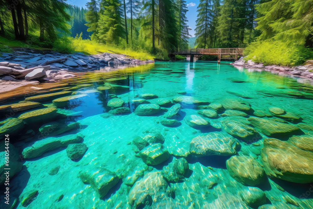 Obraz premium A breathtaking photograph capturing the towering granite cliffs, cascading waterfalls, and lush forests of Yosemite National Park. Exploring this natural wonderland allows you to hike to iconic landma