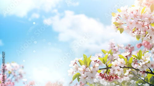 Cherry blossoms, sakura flower blooming. Flowers Apple Trees Images .Beautiful snowy landscape.HD wallpaper . HD wallpaper .AI Generative 