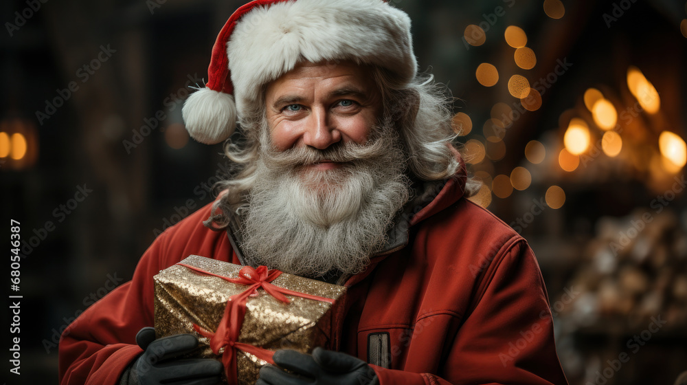 santa claus with gifts. Generative AI