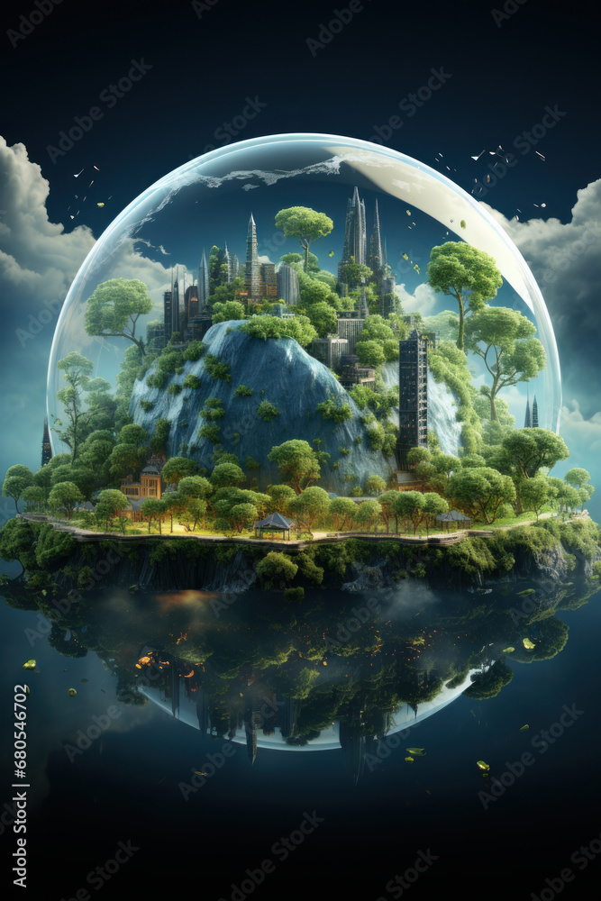 Eco Concept Save Earth Poster. AI Generative