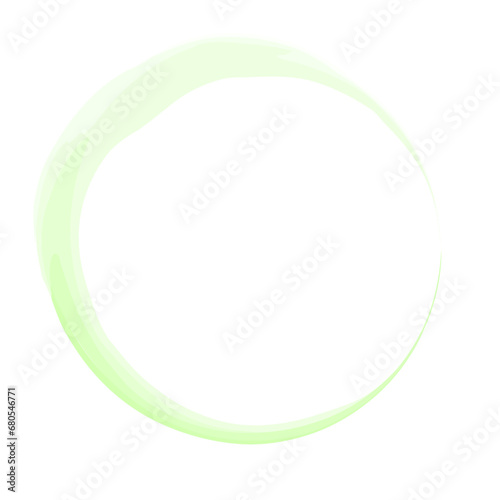 明るい緑色の水彩風の丸いフレーム