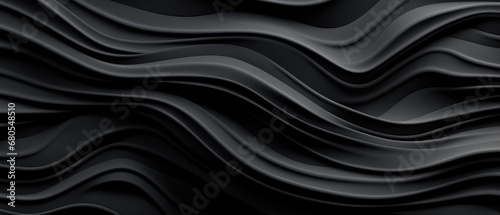 Elegant 3D render of black wavy patterns.