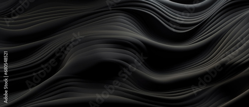 Elegant 3D render of black wavy patterns.