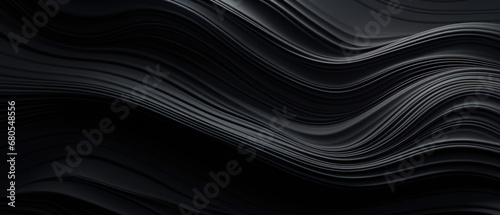 Elegant 3D render of black wavy patterns.