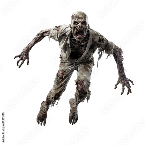 zombi isolated on transparent PNG background, Generative ai