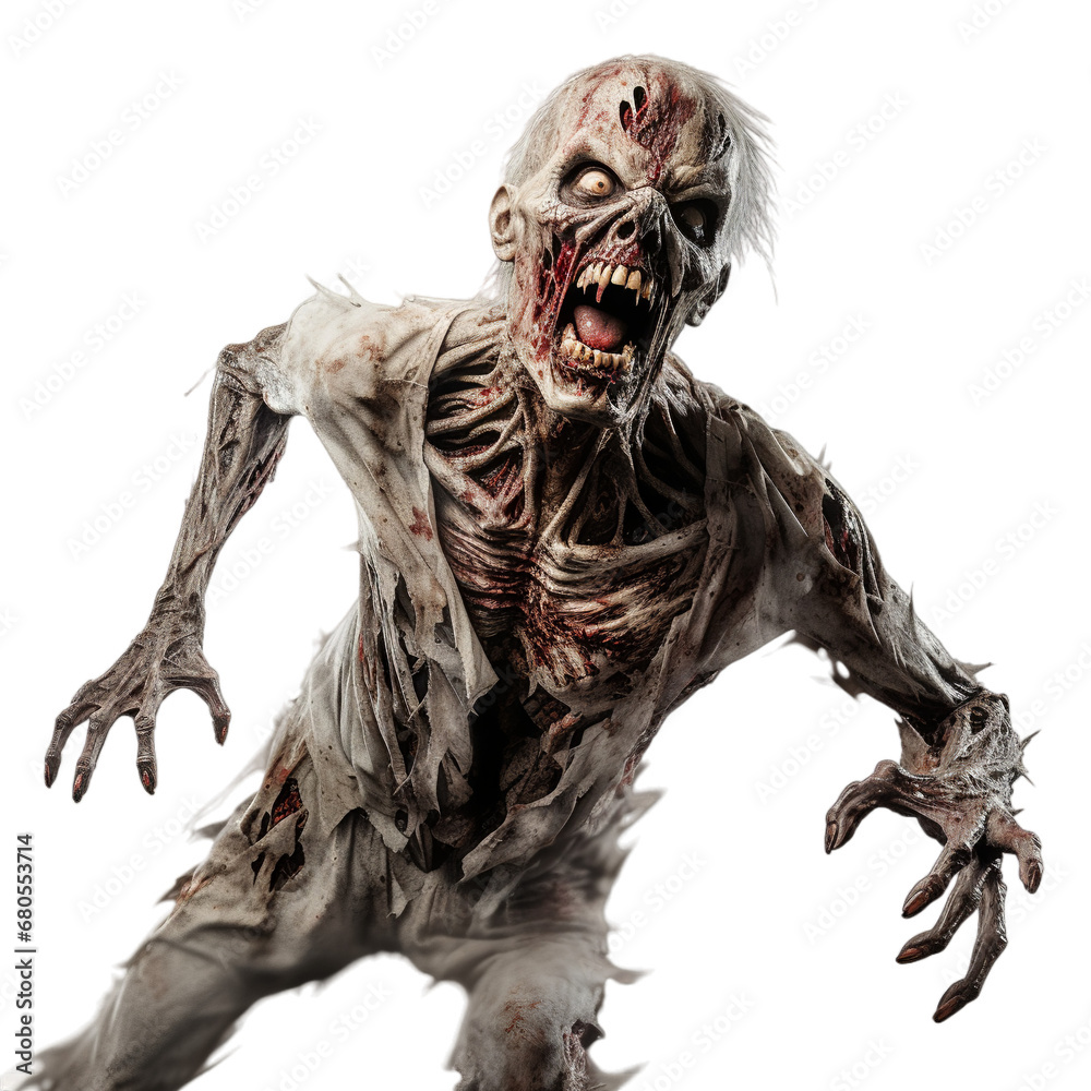 Obraz na płótnie zombi isolated on transparent PNG background, Generative ai w salonie