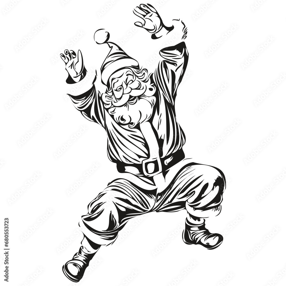 Santa Claus Father Christmas Vector Detailed Sketch, Classic Vintage Style, black white isolated Vector ink outlines template for greeting card, poster, invitation, logo Santa Claus Father Christmas Vector Detailed Sketch, Classic Vintage Style, black white isolated Vector ink outlines template for greeting card, poster, invitation, logo