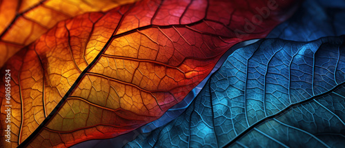 Vivid close-up of autumn leaves.