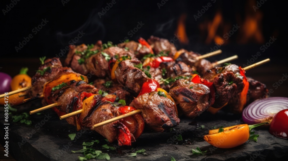Delicious Anticucho Skewers - Mouthwatering Meat Skewered with Veggies and Grilled to Perfection - Perfect for Fe
