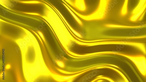 Gold liquid metal shiny wavy background, glossy lustrous golden texture pattern background, metallic 4K video animation.