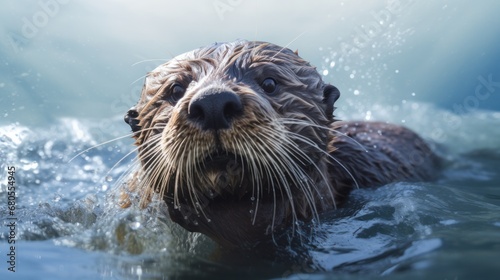 Wet Fur Aquarium Otter Swimming in River