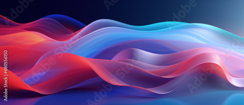 Dynamic abstract with intertwining blue and red waves.