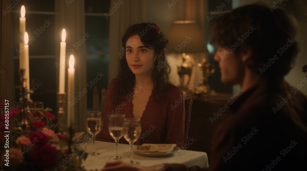 Intimate candlelight dinner setup with warm tones.
Intimate candlelight dinner setup with warm tones.