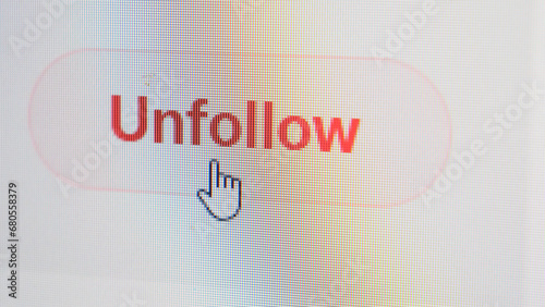 User clicking unfollow button to unfollow an account on social media