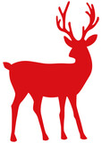 red reindeer illustration on transparent background