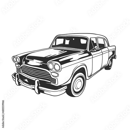Outline illustration design of a vintage car 44
