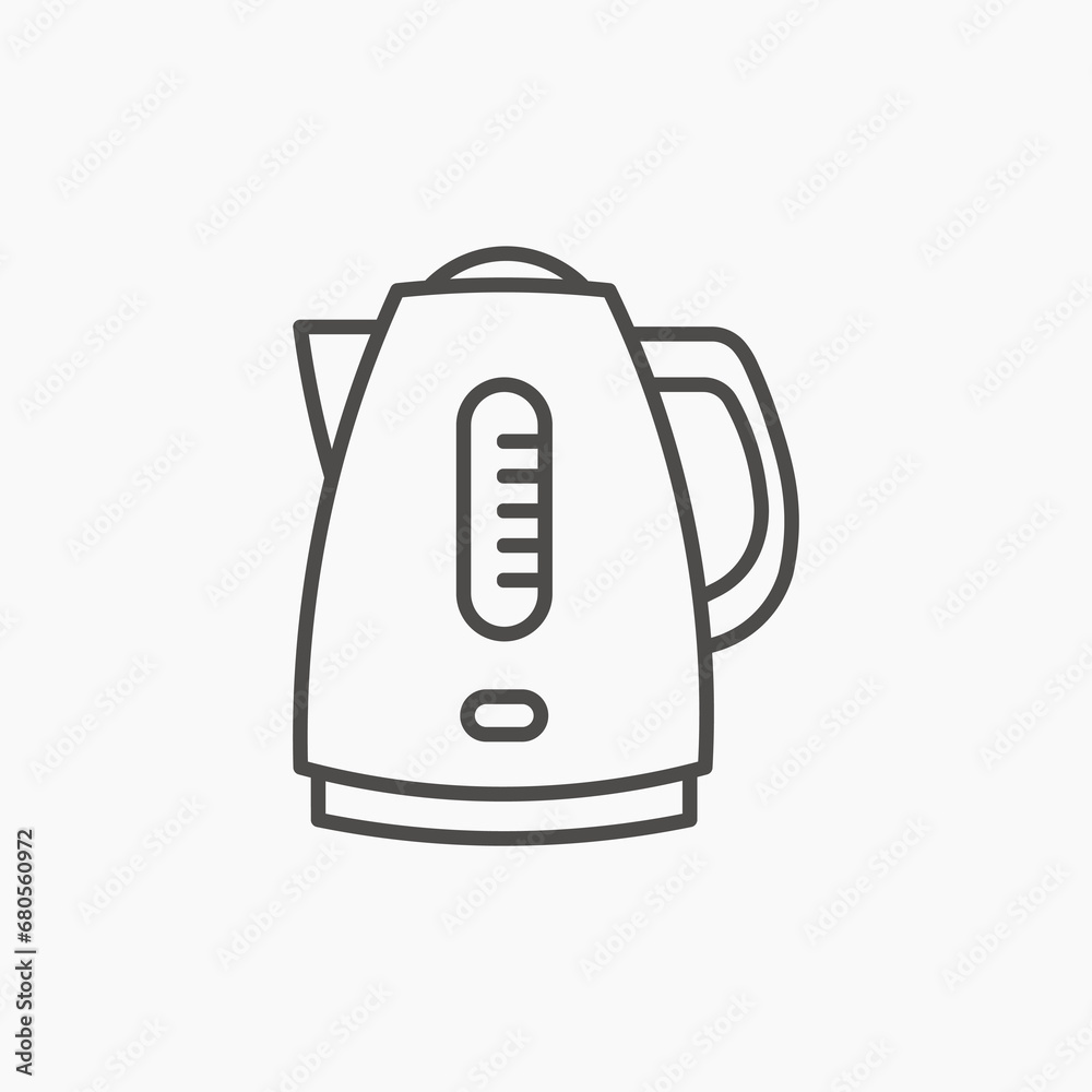 Electric kettle icon vector. water boiler, home house appliance symbol