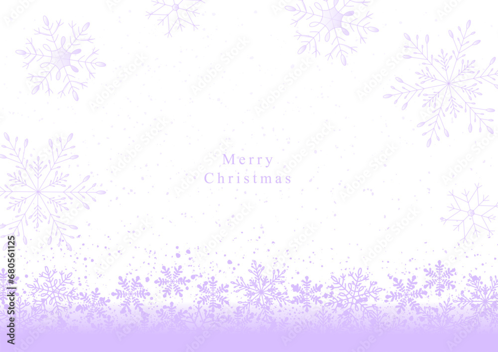 Merry Christmas background　クリスマスの雪の結晶の背景フレーム