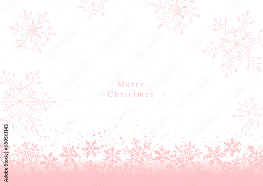 Merry Christmas background　クリスマスの雪の結晶の背景フレーム