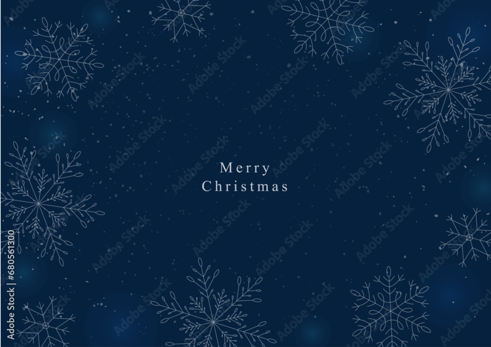 Merry Christmas background　クリスマスの雪の結晶の背景フレーム