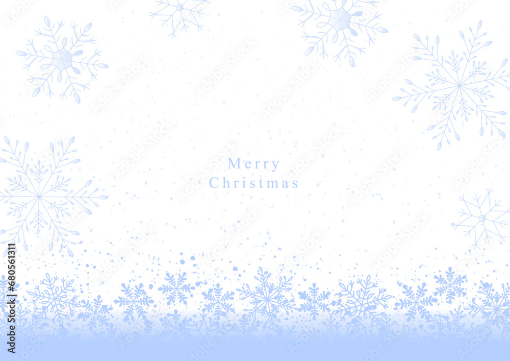 Merry Christmas background　クリスマスの雪の結晶の背景フレーム