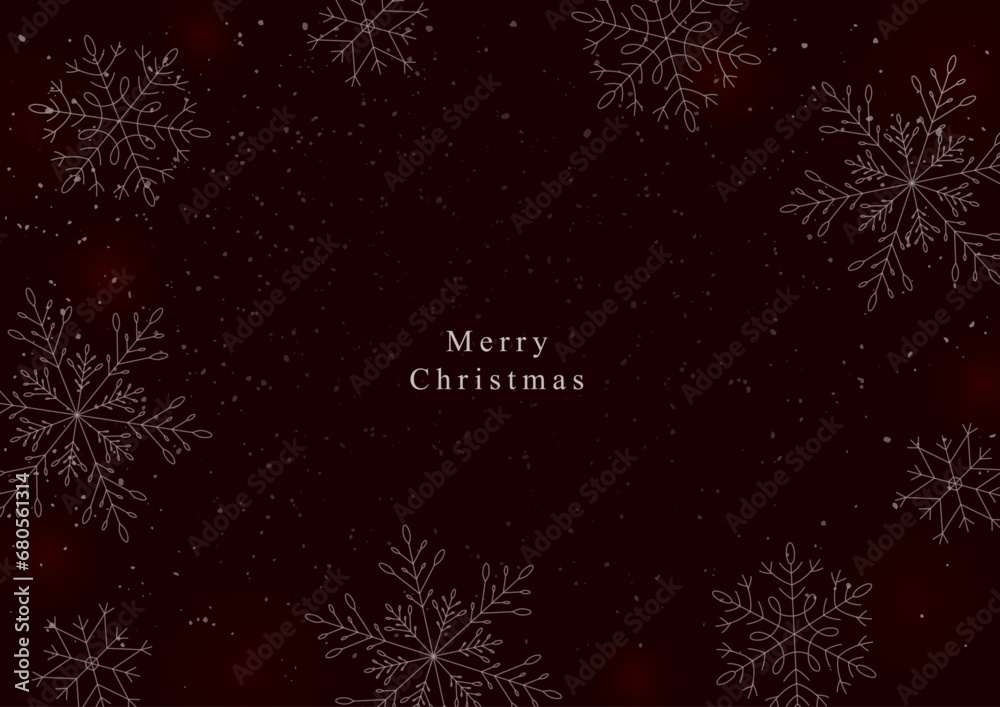 Merry Christmas background　クリスマスの雪の結晶の背景フレーム