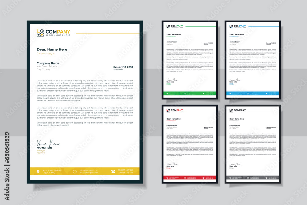 Professional And Creative Modern Minimalist Corporate Business Letter Head Template	