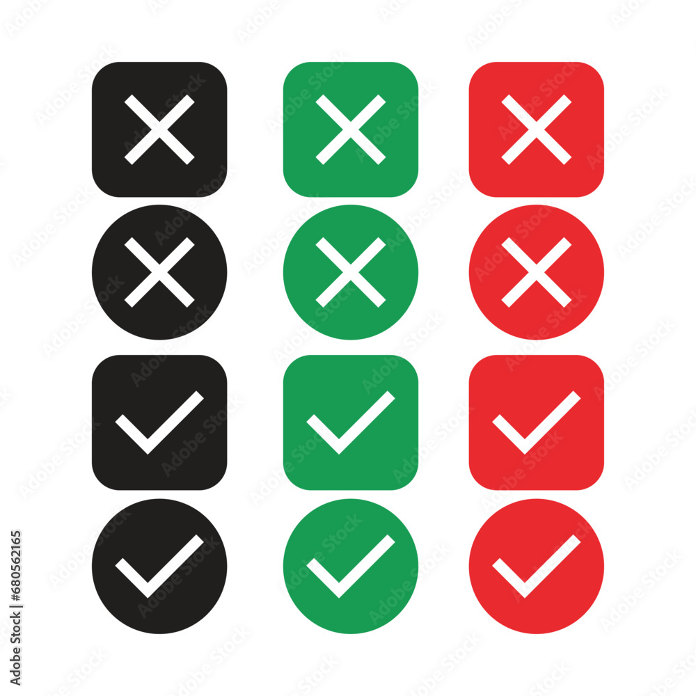 tick and cross icon set tick and cross icon set