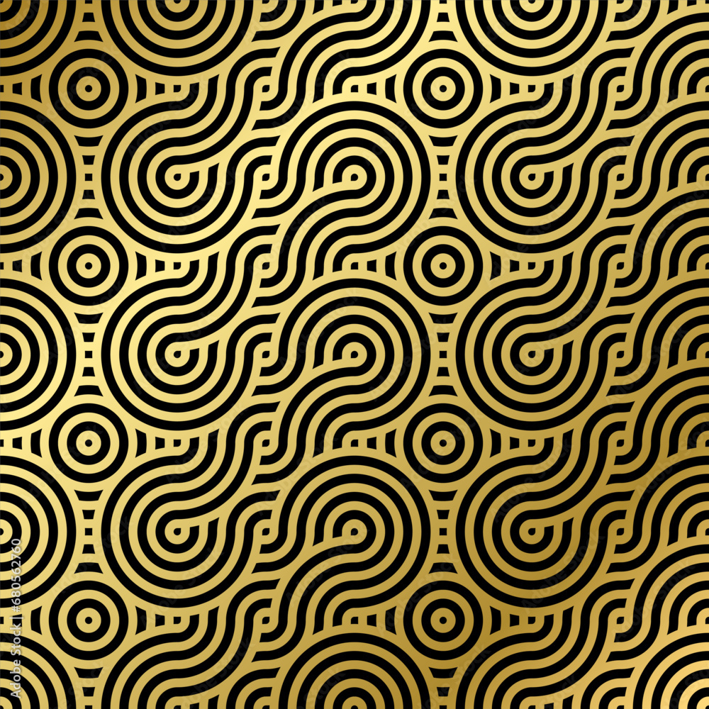 luxury seamless pattern black and gold wave circle luxury seamless pattern black and gold wave circle