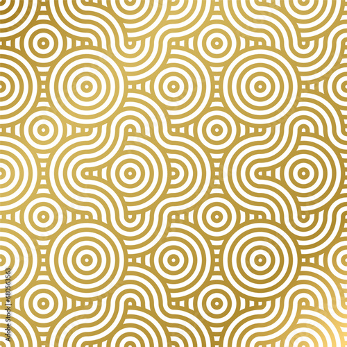 luxury seamless pattern white and gold wave circle 