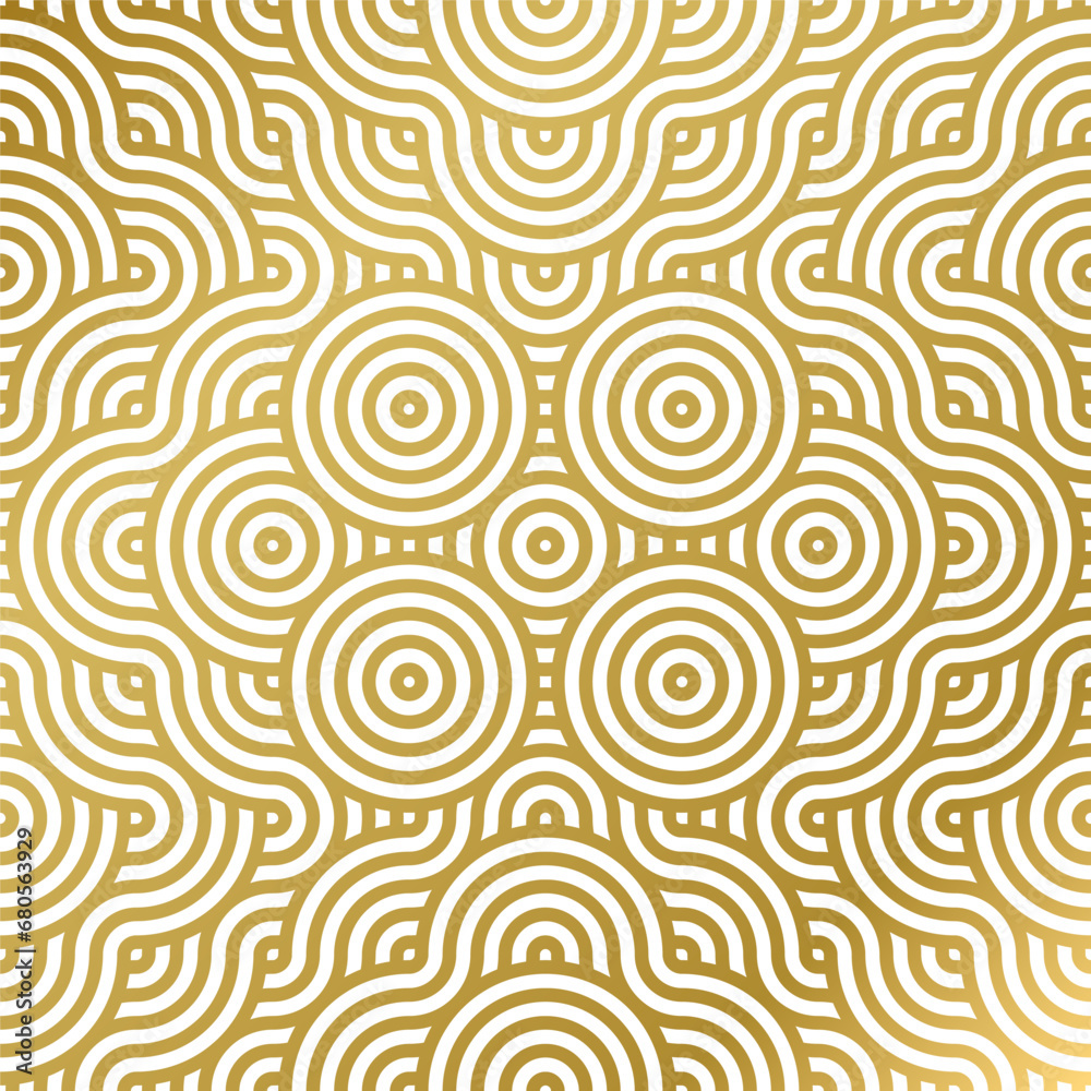 luxury seamless pattern white and gold wave circle 