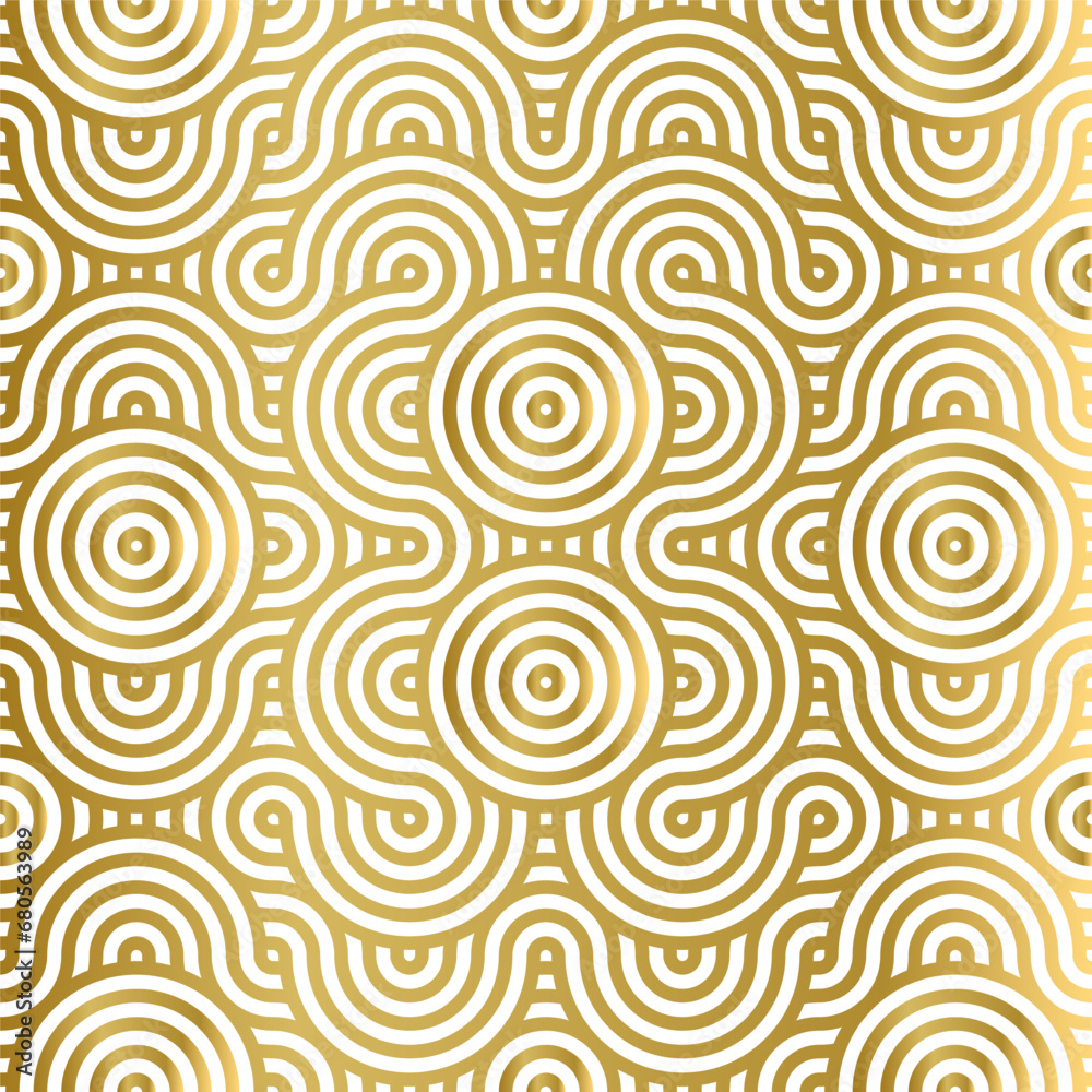 luxury seamless pattern white and gold wave circle 