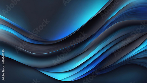 Trendige Komposition aus blauen technischen Formen auf schwarzem Hintergrund. Dunkles metallisches perforiertes Texturdesign. Technologieillustration.