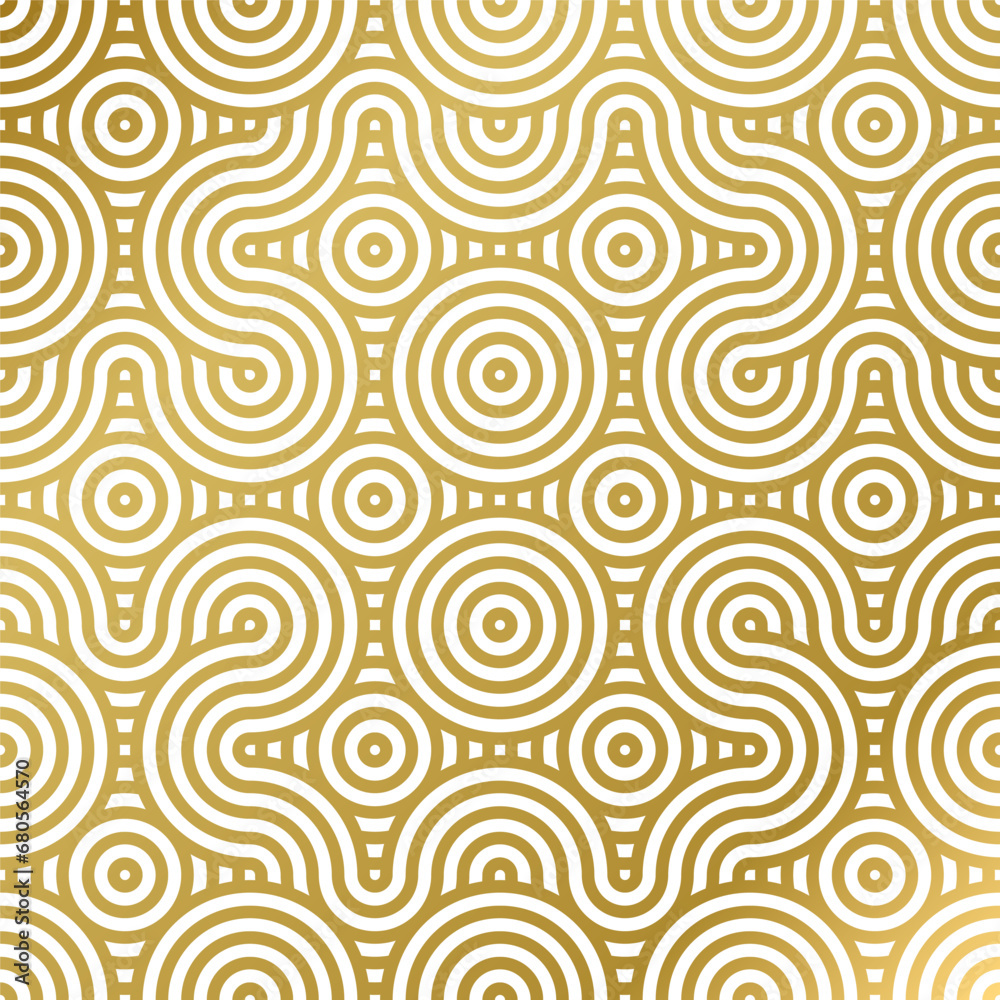 luxury seamless pattern white and gold wave circle 