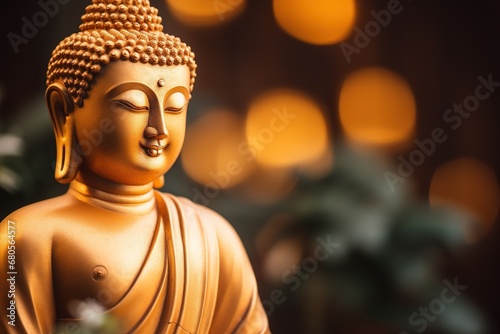 closeup of Buddha statue in buddhist temple © Rudsaphon