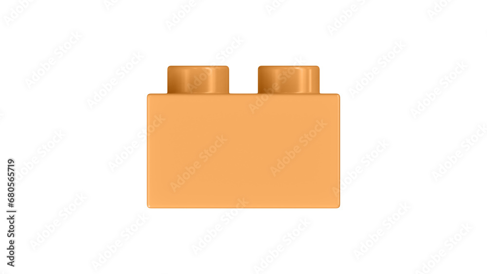 Chamois Block Isolated on a White Background. Close Up View of a Plastic Children Game Brick for Constructors, Side View. High Quality 3D Rendering with a Work Path. 8K Ultra HD, 7680x4320 Chamois Block Isolated on a White Background. Close Up View of a Plastic Children Game Brick for Constructors, Side View. High Quality 3D Rendering with a Work Path. 8K Ultra HD, 7680x4320