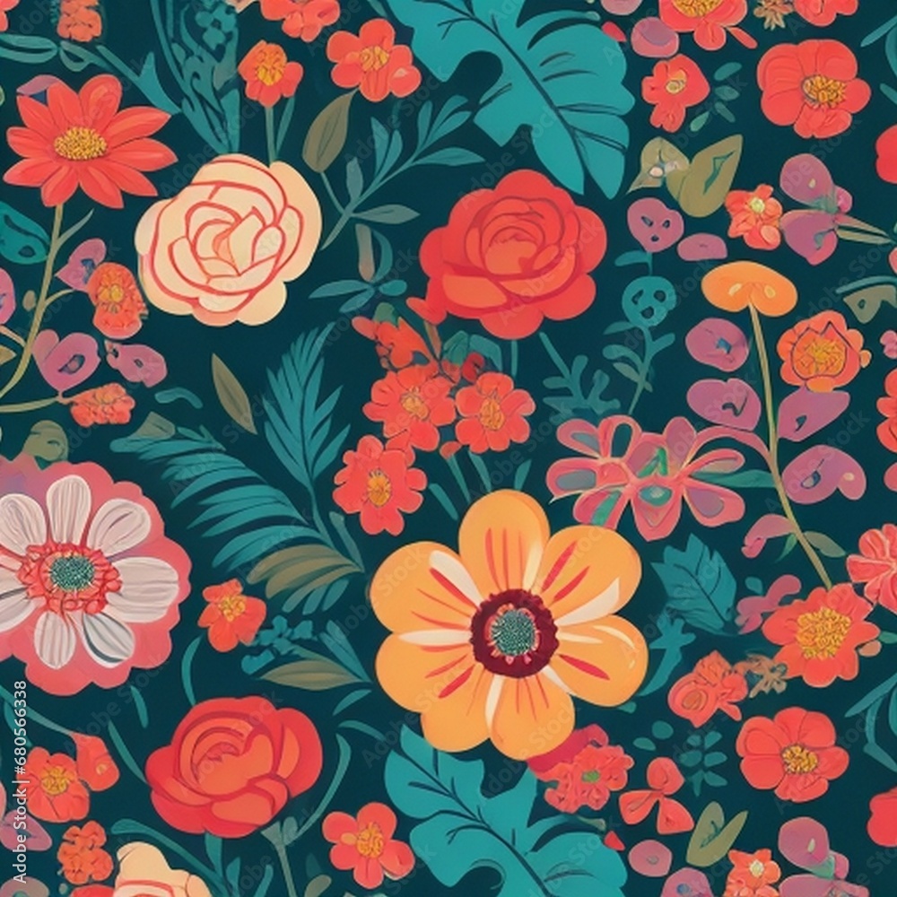 Seamless Flower Leaf Pattern Floral Wallpaper Background Vector Design. Decorative Summer Fabric Illustration. Spring Textile Ornament Retro Vintage Decoration Art.Nature Abstract Texture Graphic Seamless Flower Leaf Pattern Floral Wallpaper Background Vector Design. Decorative Summer Fabric Illustration. Spring Textile Ornament Retro Vintage Decoration Art.Nature Abstract Texture Graphic