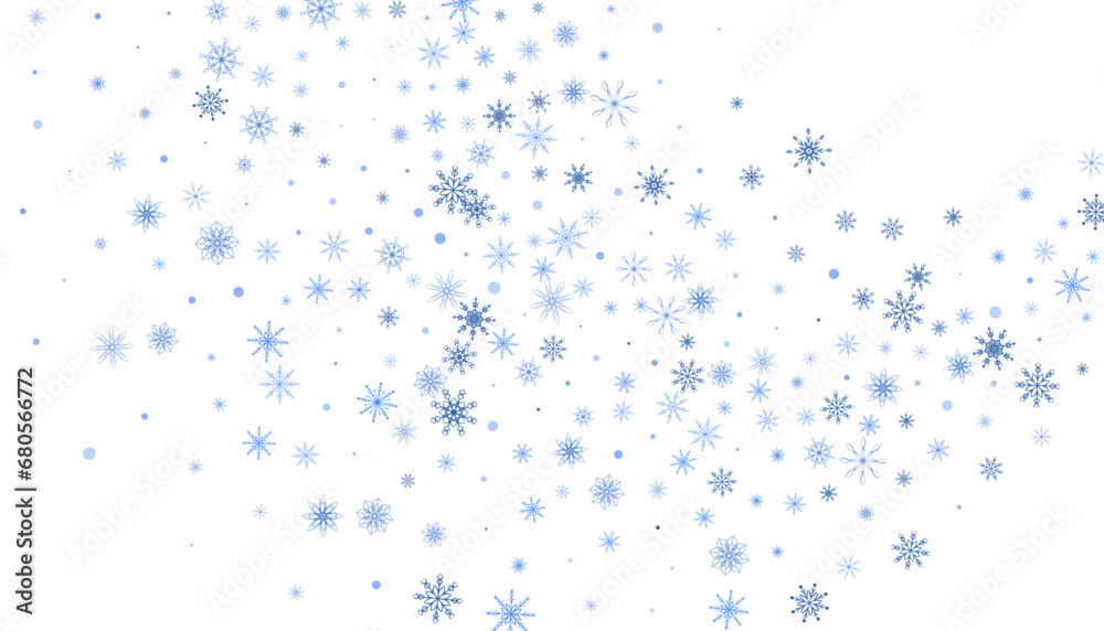 Christmas background. Blue delicate snowflakes on a white background. New Year's holiday design