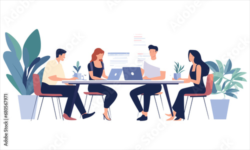 vector organic flat people on business training illustration flat illustration
