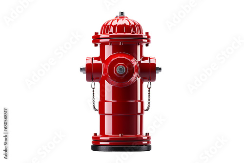 Cute avatar 3D image of red metallic reflective fire hydrant  isolate front view. hydrant sitting in small reflective mirror pool of water. transparent  background Generative Ai