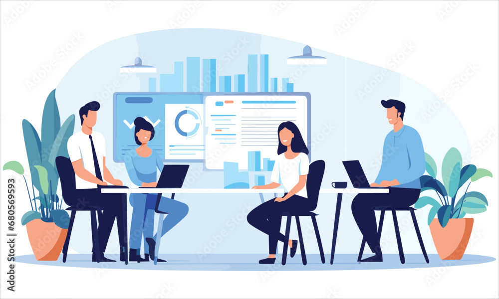 vector organic flat people on business training illustration flat illustration
