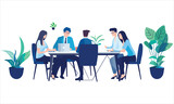 vector organic flat people on business training illustration flat illustration
