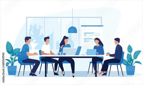 vector organic flat people on business training illustration flat illustration
