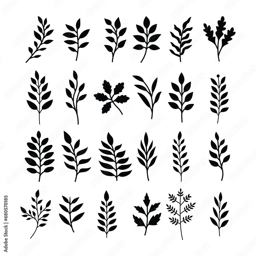 Set of branch and leaves vector	