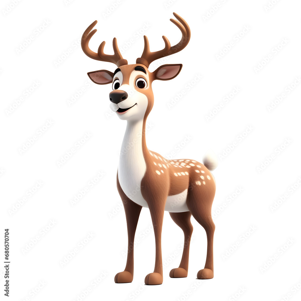 Obraz premium 3D Cute Reindeer isolated on transparent