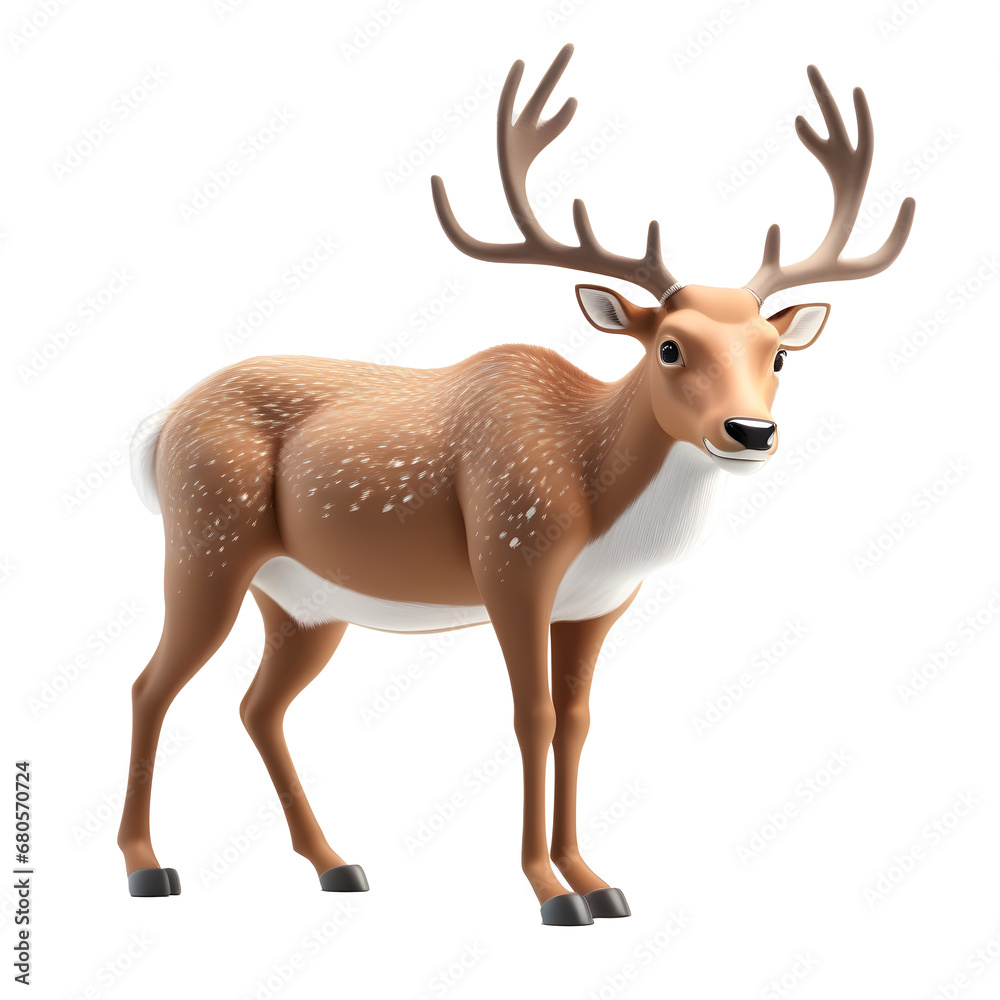 Fototapeta premium 3D Cute Reindeer isolated on transparent