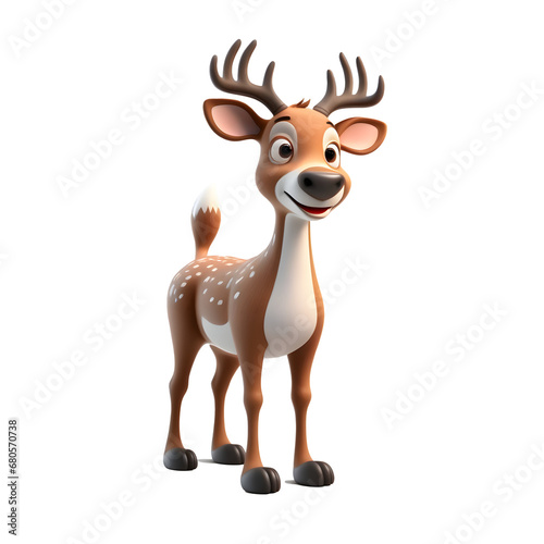 3D Cute Reindeer isolated on transparent
