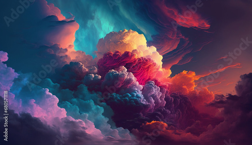 Neon colorful clouds. multicolored clouds.Generative AI