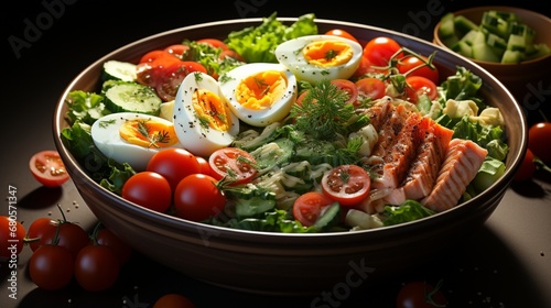 Sunshine Salad Symphony: A Vibrant Medley of Fresh Greens, Creamy Eggs, and Juicy Tomatoes Greens, Protein, and Vitamins to Refuel Your Day