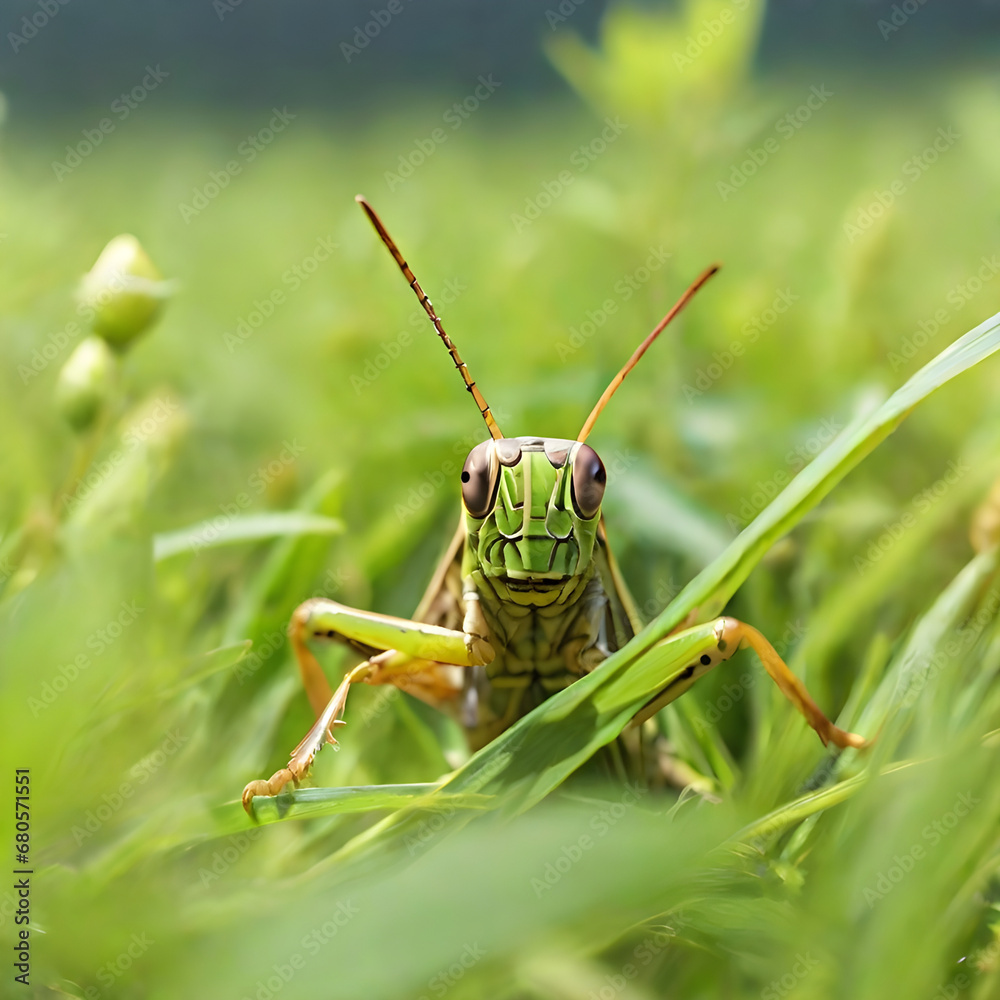 Fototapeta premium Grasshopper in zoom in nature view